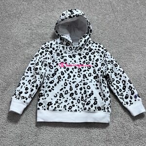 Champion Hoodie Girls Kids 4‎ White  Animal Leopard Print Long Sleeve Pullover